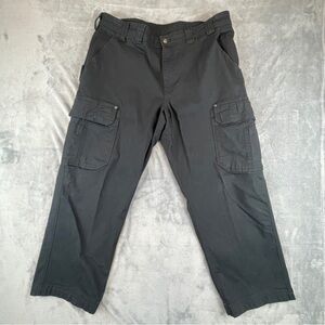 Duluth Trading Flex Fire Hose Canvas Relaxed Black Cargo Work Pants mens 40x30